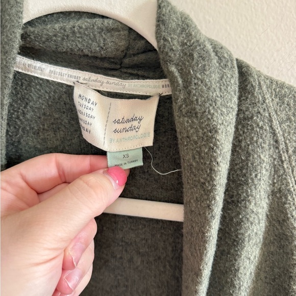 Anthropologie • Saturday Sunday Olive Green Soft Cozy Cardigan XS Pockets - Picture 3 of 9